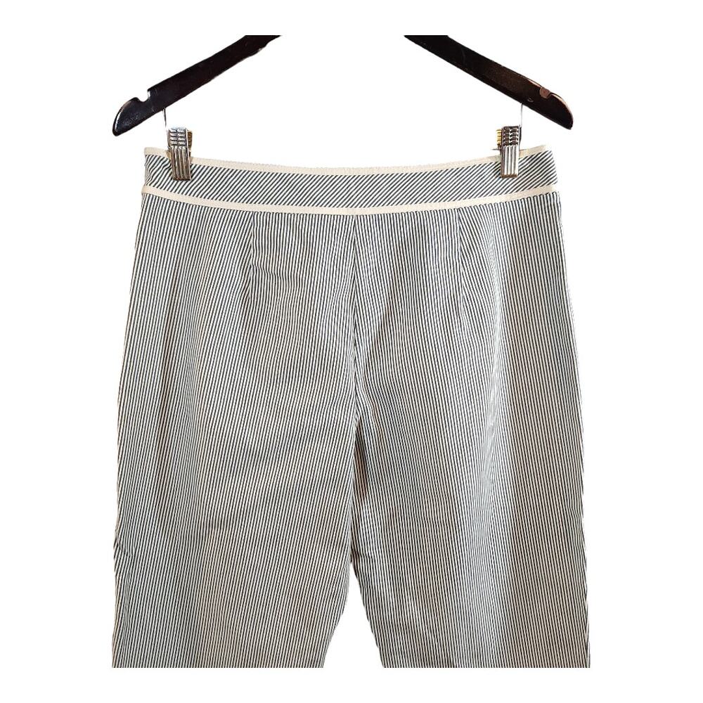 Talbots Flat Front Straight Leg Cropped Pant in Gray & White Stripe Women's 10P - Picture 5 of 6